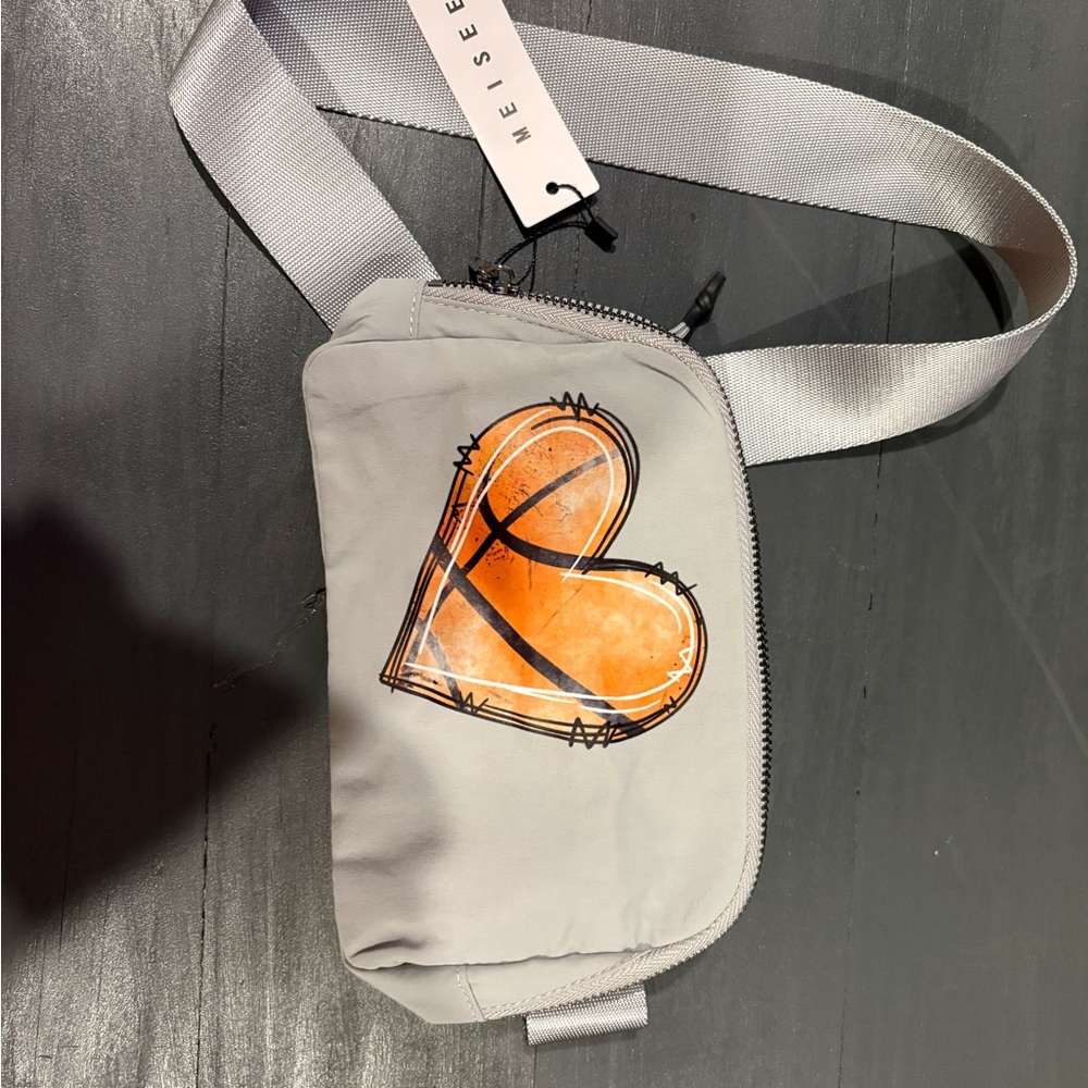Basketball Gray Heart Print Belt Bag